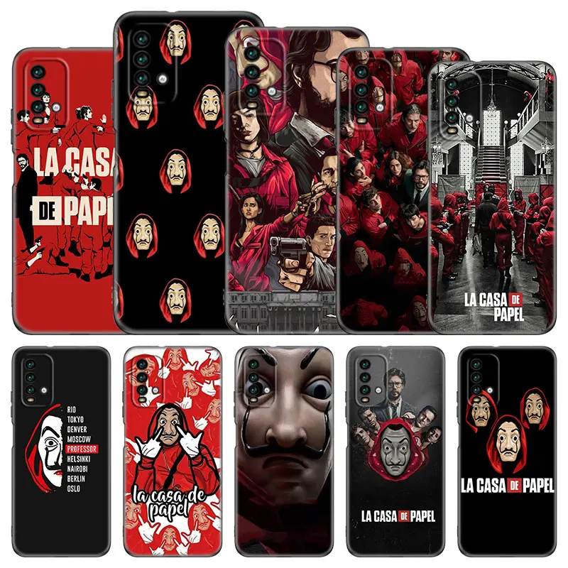 Чехол для телефона La Casa De Papel Xiaomi Redmi Note 11 10 9 8 T Pro 10S 5G 9A 9C 9S мягкий черный чехол из