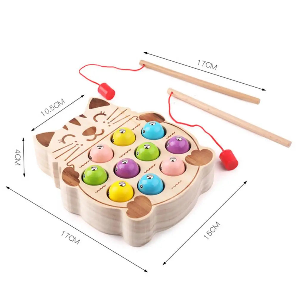 

Wooden Pretend Cats Fishing Magnetic Board Game Interactive Children Toy Gift
