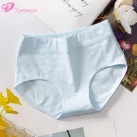 lynmiss women cotton briefs mid waist panties girls large size breathable cotton female underwear ladies solid color underwear