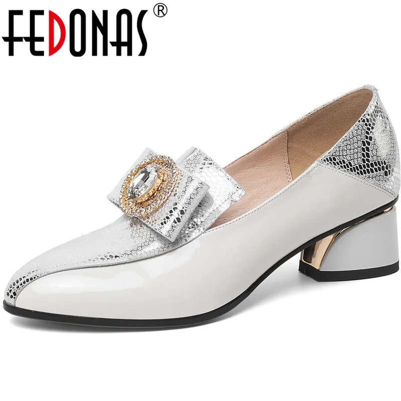 FEDONAS новые модные женские туфли с квадратным каблуком для бизнес лодочки