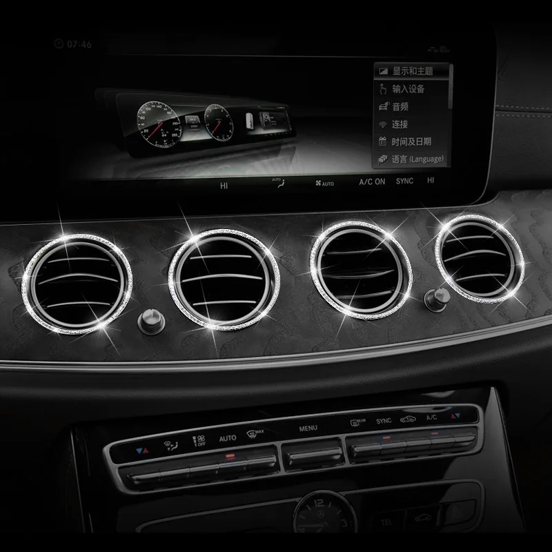 

With Diamond Central Control Outlet Sticker Suitable For Benz C-class C180l C200l Glc260 Decoration Car Interior Modification