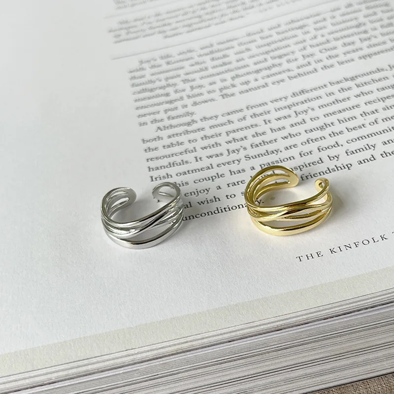 

2021 New Geometric Irregularity Contort Line Rings for Woman and Man Golden Leisure Ring Open To Adjust Jewelry Wholesale rings