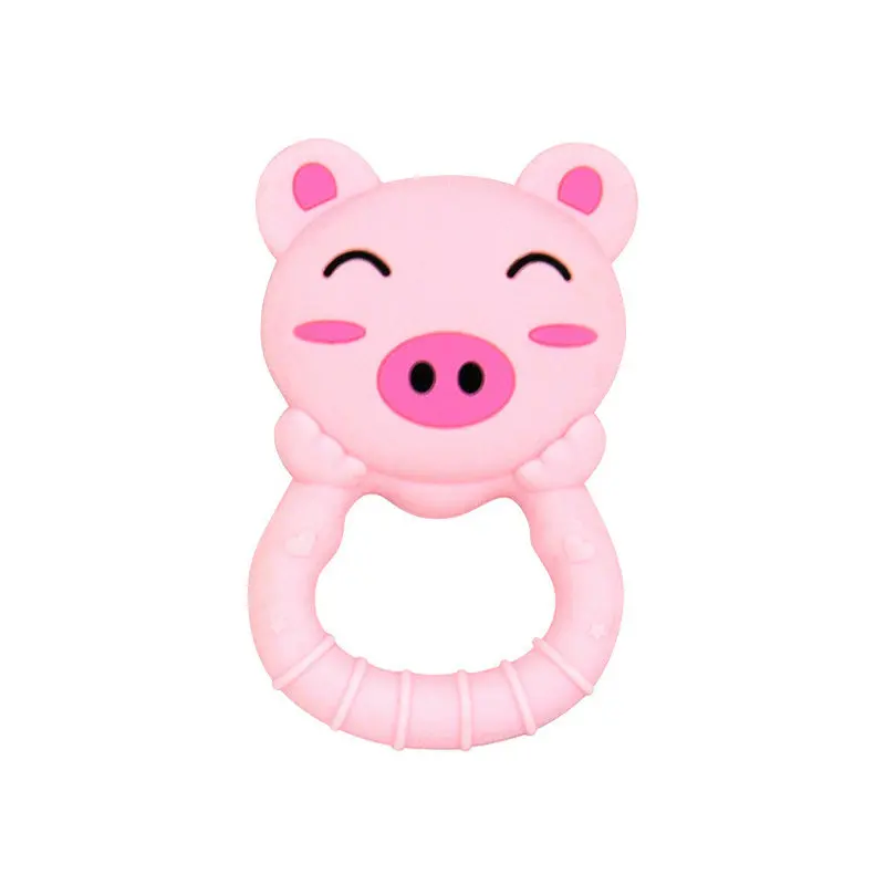 Silicone Piggy Teether Cute Animal Teething Toy BPA Free Food Grade Silicone Chewable Bite Oral Motor Nursing Gift