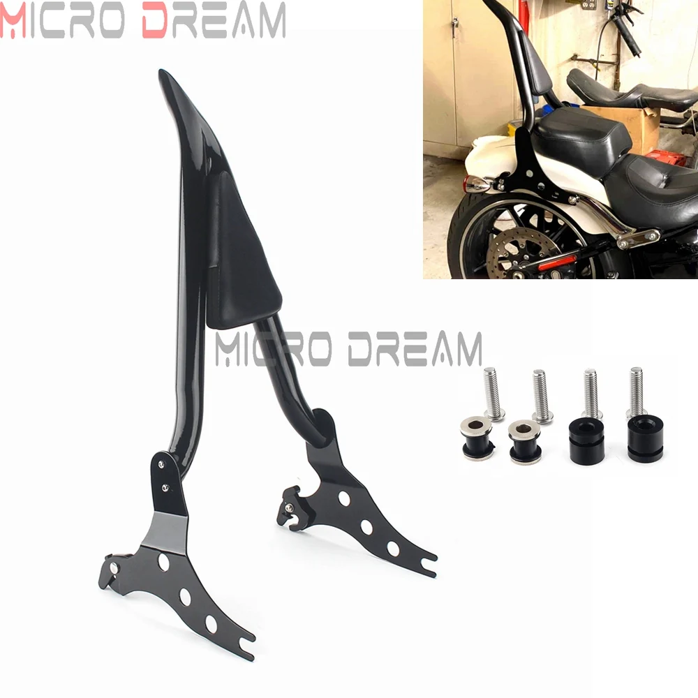 

22 in. Tall Black Sissy Bar Backrest Rear Passenger Pad w/ Bolt For Harley Softail Fat Boy FLFBS FLFB Breakout FXBR FXBRS 18-21