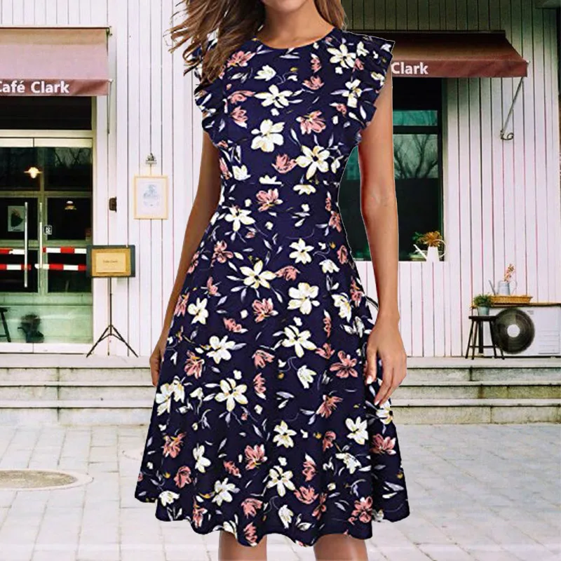 Женское винтажное коктейльное платье трапециевидной формы с оборками и