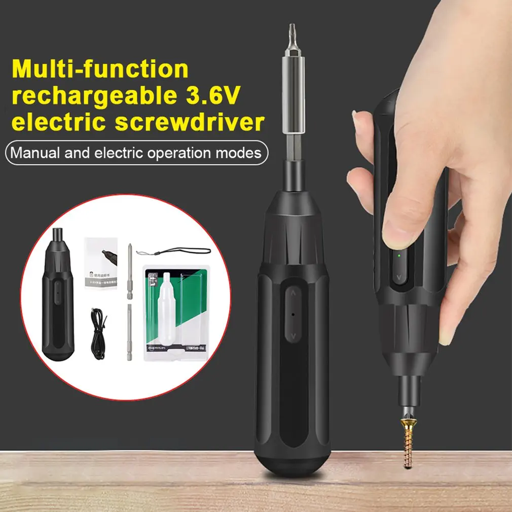 

USB Rechargeable Portable Power Repair Tool 3.6V Multifunctional Cordless DIY Electric Screwdriver With 2 Screw Bits For Phone