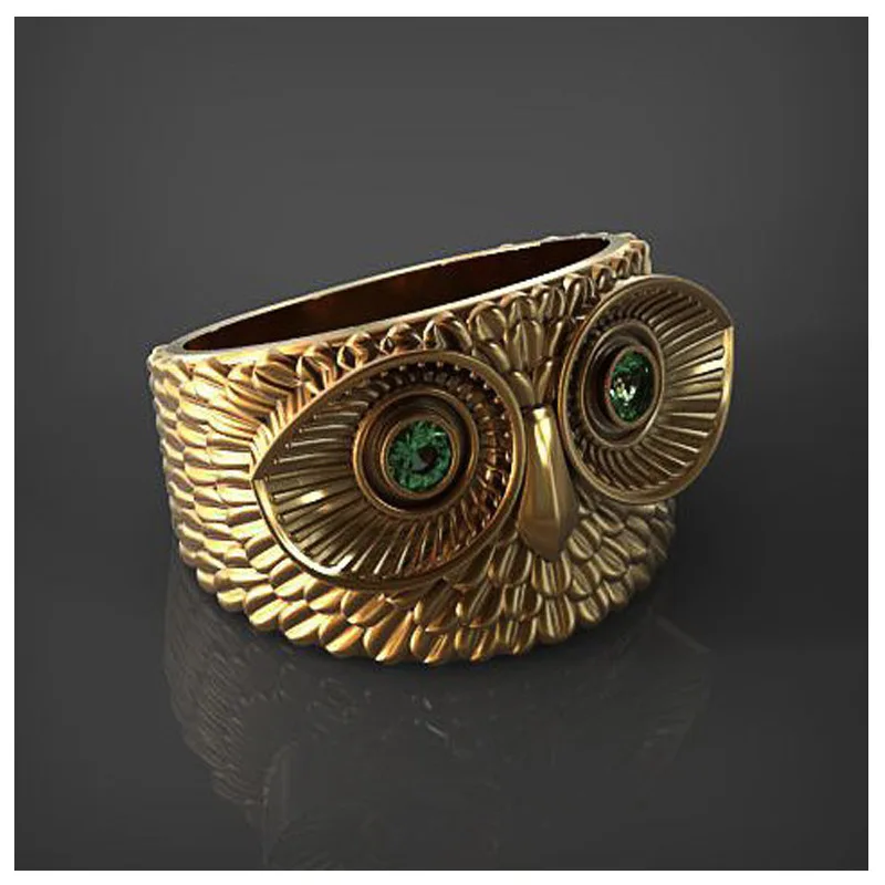 

New creative personality owl gold-plated ring European and American popular men and women rings retro jewelry size 7-10