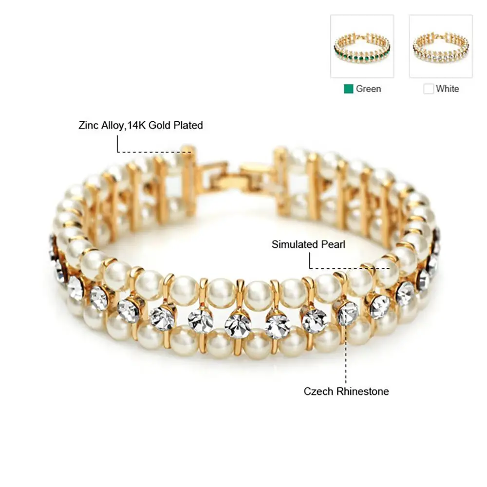 Neoglory модные стразы бусы из Искусственного Жемчуга Браслеты для женщин брендовые