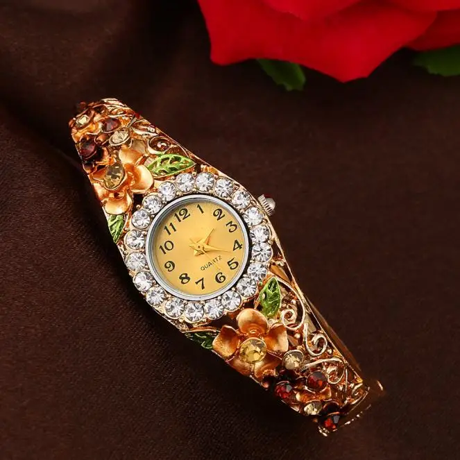 

2021 Watch Women luxury Fashion Casual Women Quartz Luxury Crystal Flower Bracelet Watch Relogio Feminino Zegarek Damski#20