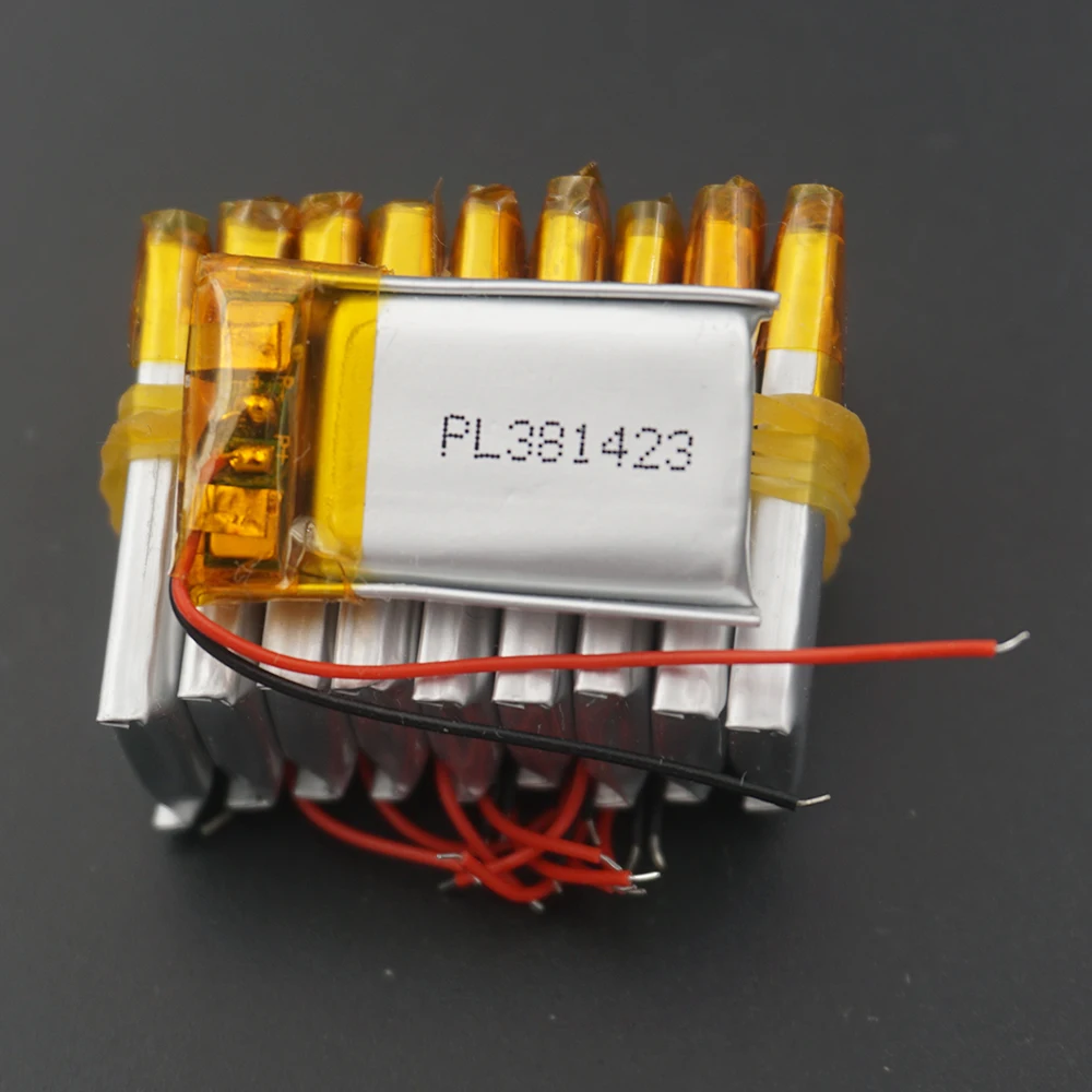 

10 шт. 3,7 в 120 мАч полимерный литий-полимерный аккумулятор 381423 для наушников Bluetooth наушники Динамик умные часы Автомобильная камера музыкальный плеер