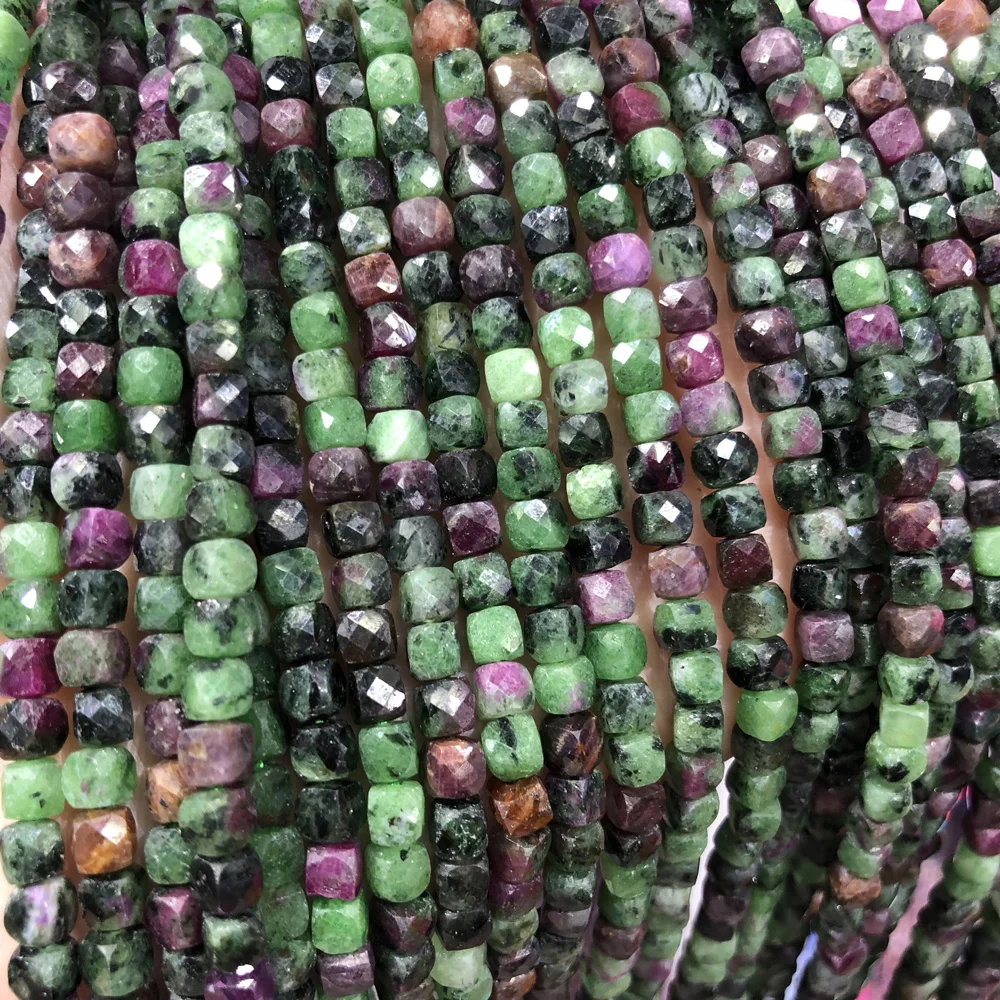 

Natural Stone Epidote Faceted Square Small beads Loosely isolation Bead For Jewelry Making DIY Necklace Bracelet Accessories