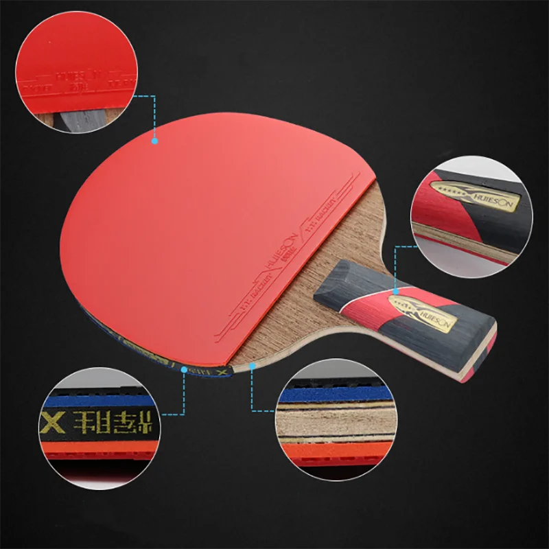

1Pair Table Tennis Rackets Professional Rubber Carbon Pingpong Racket Short Long Handle Table Tennis Training with Storage Bag