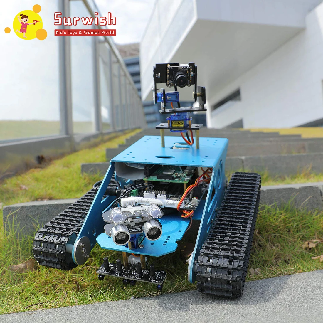 Профессиональный умный Роботизированный набор Raspberry Pi Tank, 1 набор, беспроводной Wi-Fi, программирование видео, электронные игрушки, тестовый комплект