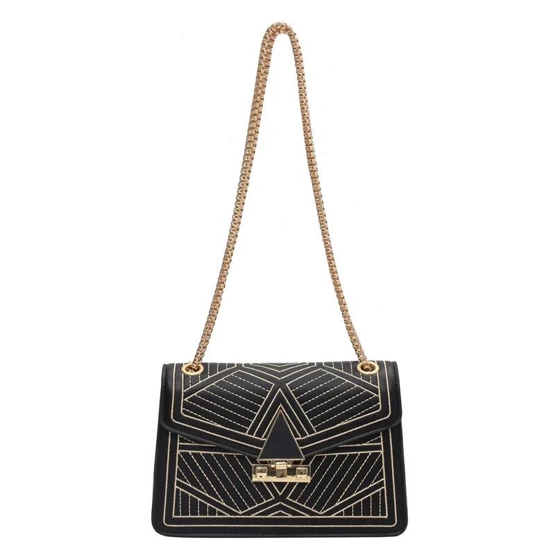 

Embroidery Thread Small PU Leather Crossbody Bags for Women 2021 Winter Luxury High Quality Shoulder Handbags Chain Hand Bag