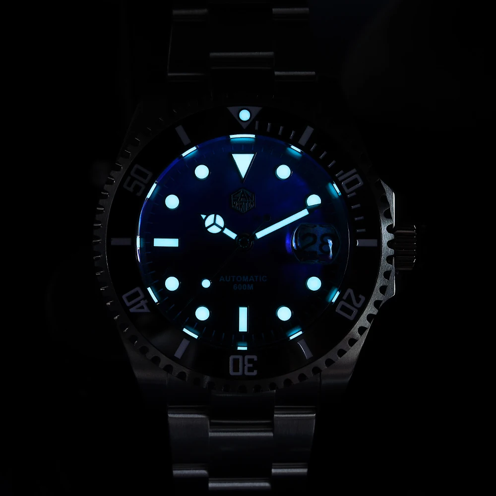 San Martin Men 600m Diver Mechanical Watches Luxury Water Ghost Sapphire Ceramic Bezel MOP Gradient Dial Automatic Watch Men images - 6
