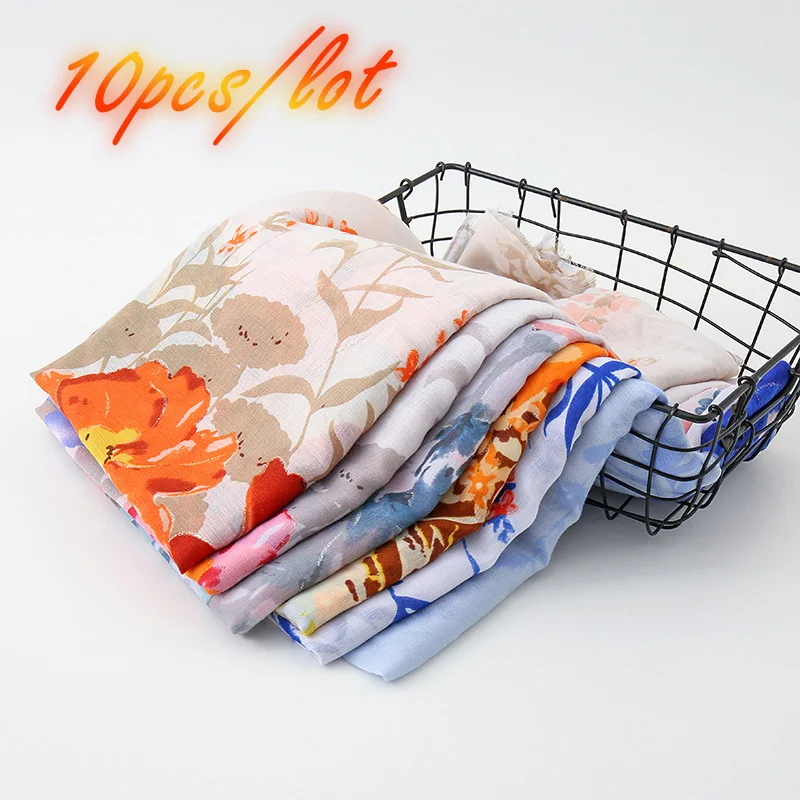 

Новое поступление хлопковый шарф с цветочным принтом женский мусульманский хиджаб большие размеры весенние осенние вискозные шарфы длинн...