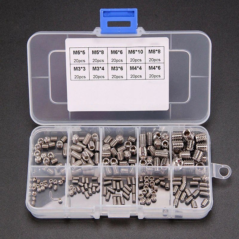 

200pcs Hex Screws Kit Storage box Stainless steel Part For door handle