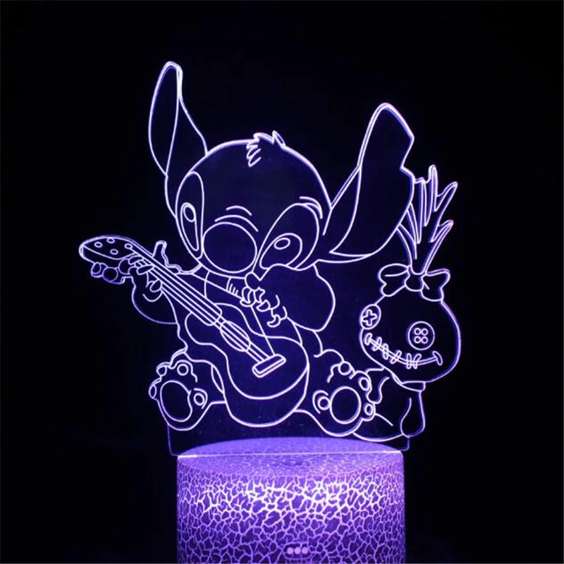 Disney мультфильм 3D лампа Лило и Стич светодиодный ночной Светильник иллюзия Лампа