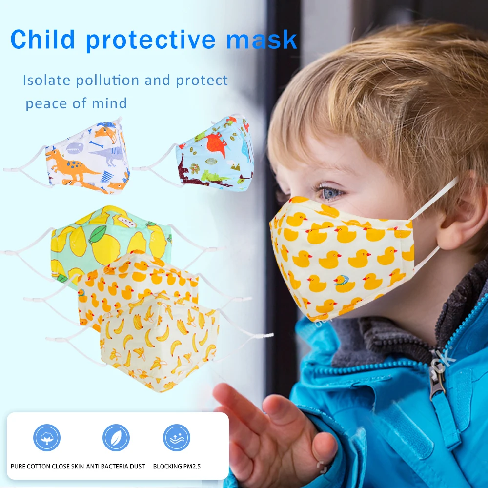 10 шт. Нетканая маска для рта детей с мультяшным животным принтом дышащая теплая