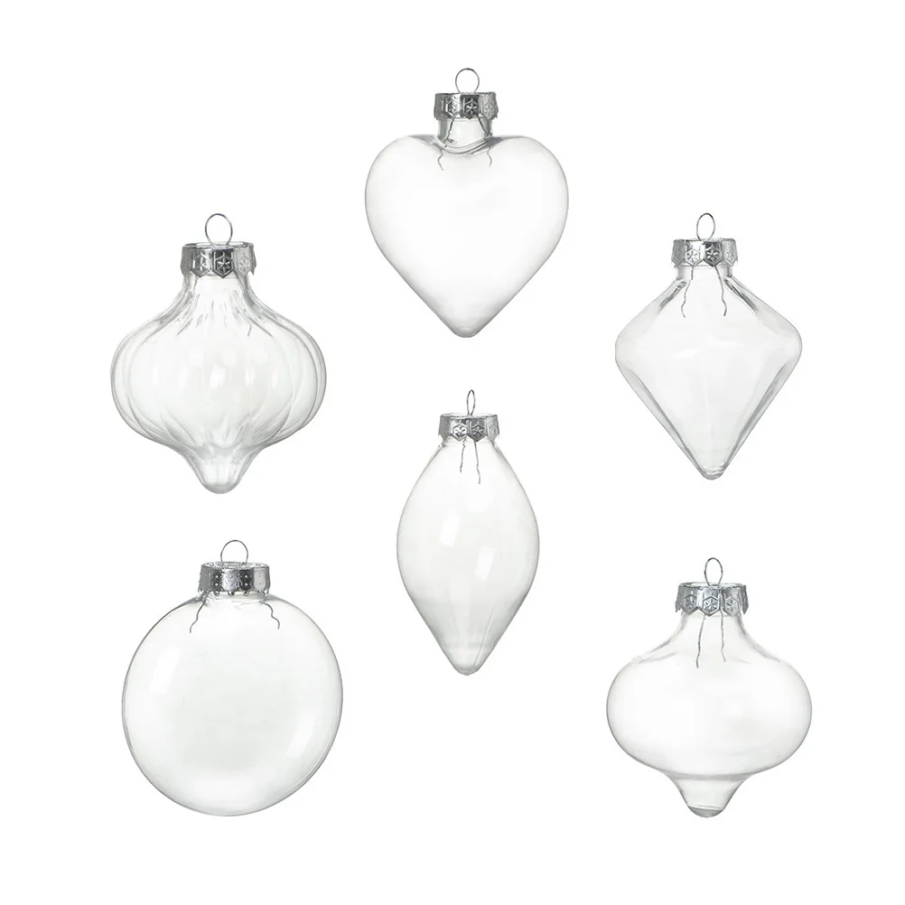 

6pcs Hanging Fillable Clear Ornament Christmas Tree Pendants