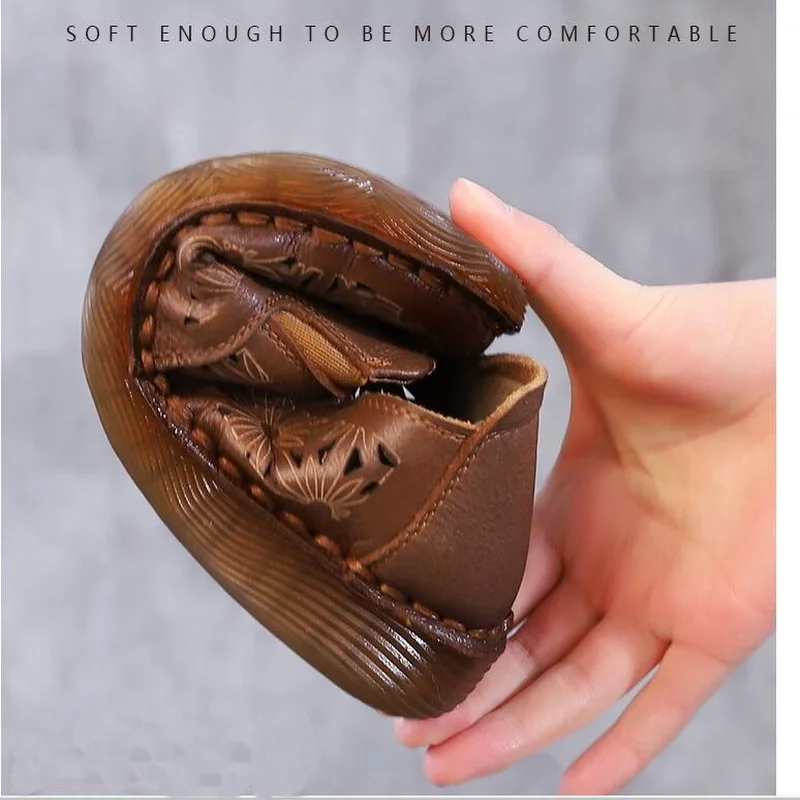 2020 Summer Women Flat Sneakers Shoes Genuine Leather Casual Flats Women Hollow Out  Ladies Slip on Loafers Ballerina Espadrille