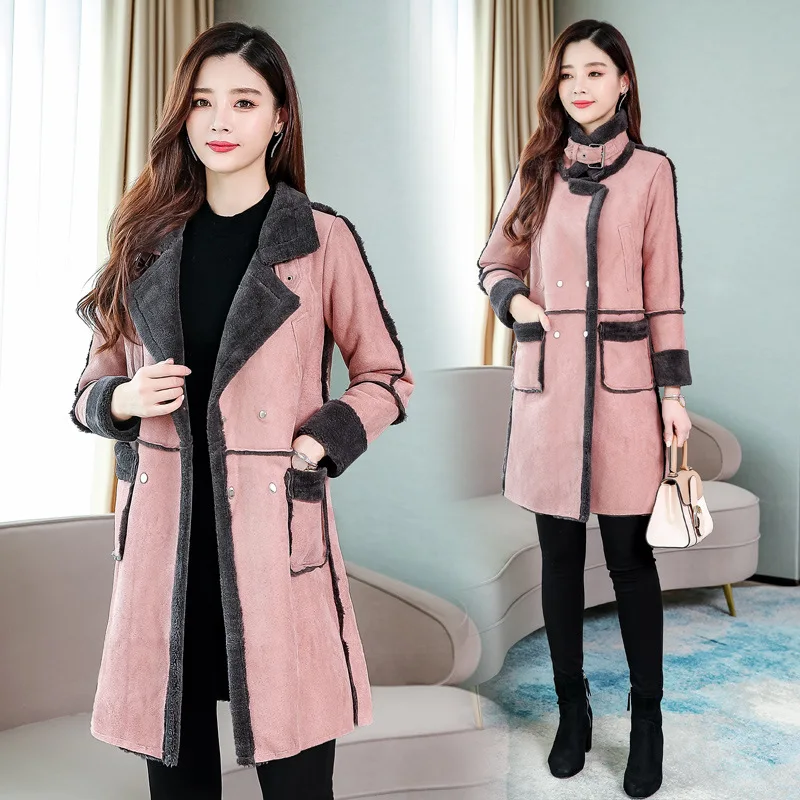 Новинка 2019 женские пальто из искусственной овчины Толстые Куртки замши 3xl