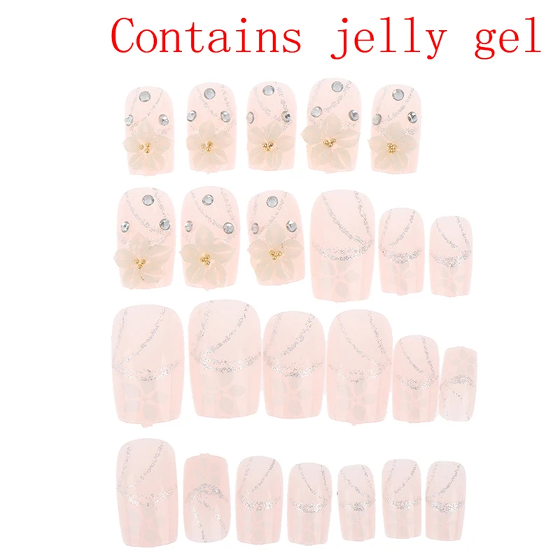 24 шт. блестящие розовые обнаженные французские балерины гроб накладные ногти