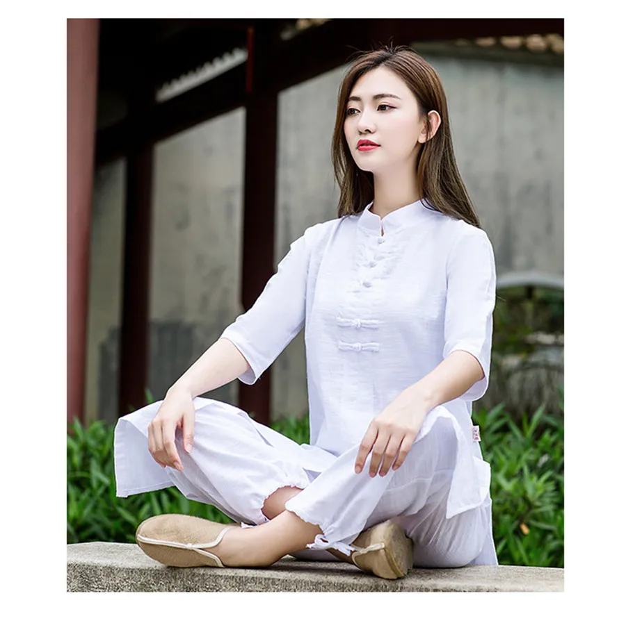 Женский костюм Tai chi из хлопка и льна высокого качества, одежда для ушу кунг-фу, костюм для медитации для взрослых, одежда для йоги