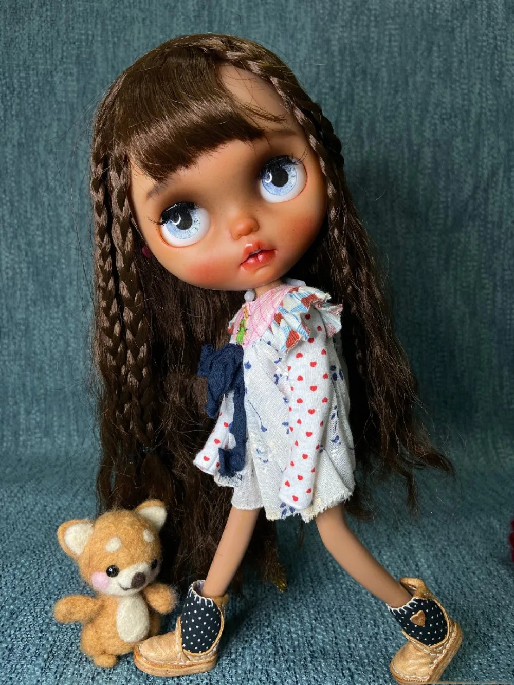 ICY 19 joint blyth кукла с макияжем лицо с волосами девочка подарок коричневая кожа с сонными глазами макияж кукла