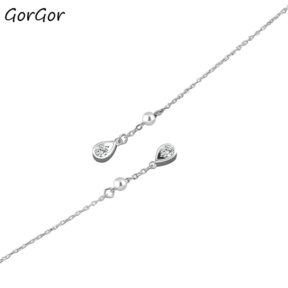

GorGor Drop Earrings Women 925 Sterling Pattern Water Drop Shape Mosaic Zircon Simplicity Exquisite Party Fashion Jewelry E2203