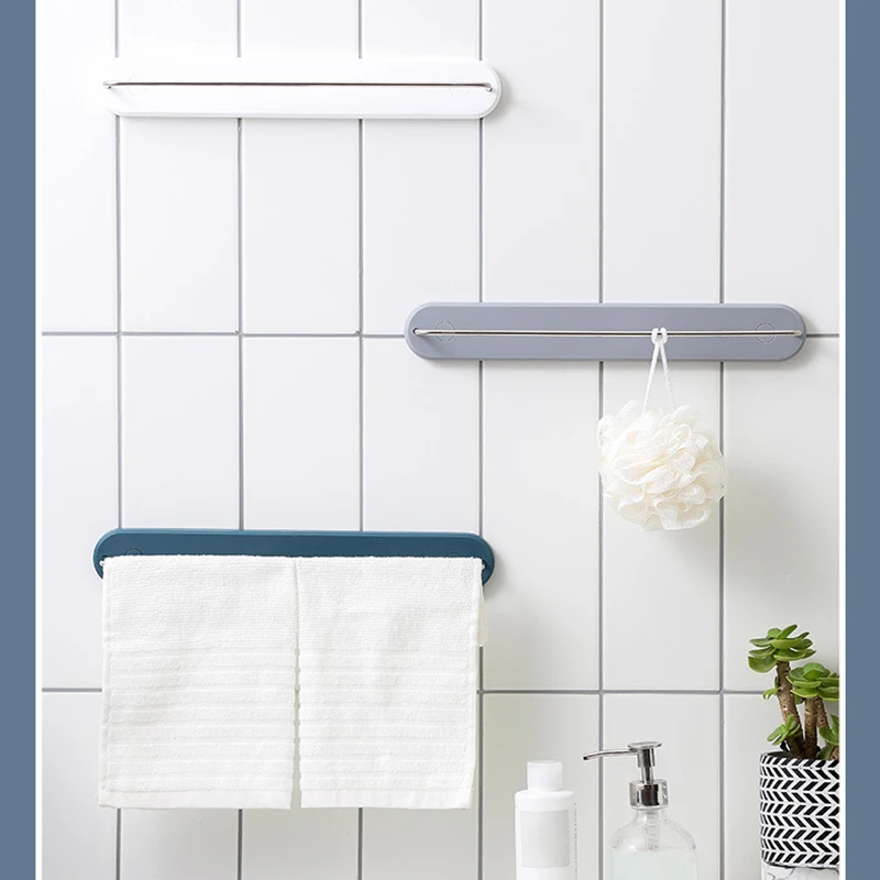 

Punch-free Towel Rack Bathroom Bathroom Stainless Steel Double Pole No Trace Adhesive Towel Hanging Rod Drying Towel Rack Hanger