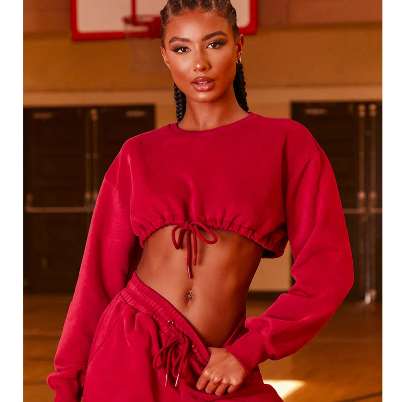 

Спортивный костюм женский из 2 предметов, Свитшот оверсайз, однотонные спортивные штаны, худи, костюмы, осень 2020, новая спортивная одежда, ко...