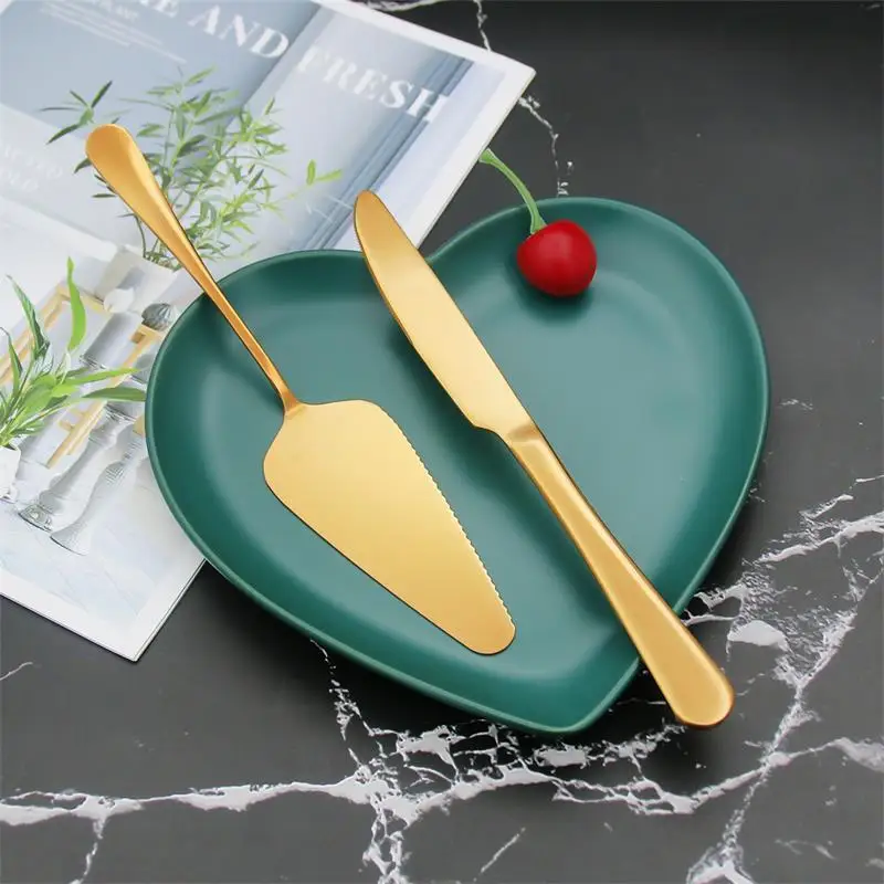 Набор нож Лопатка для золотого свадебного торта 2 шт. 9 дюймов|Наборы столовых