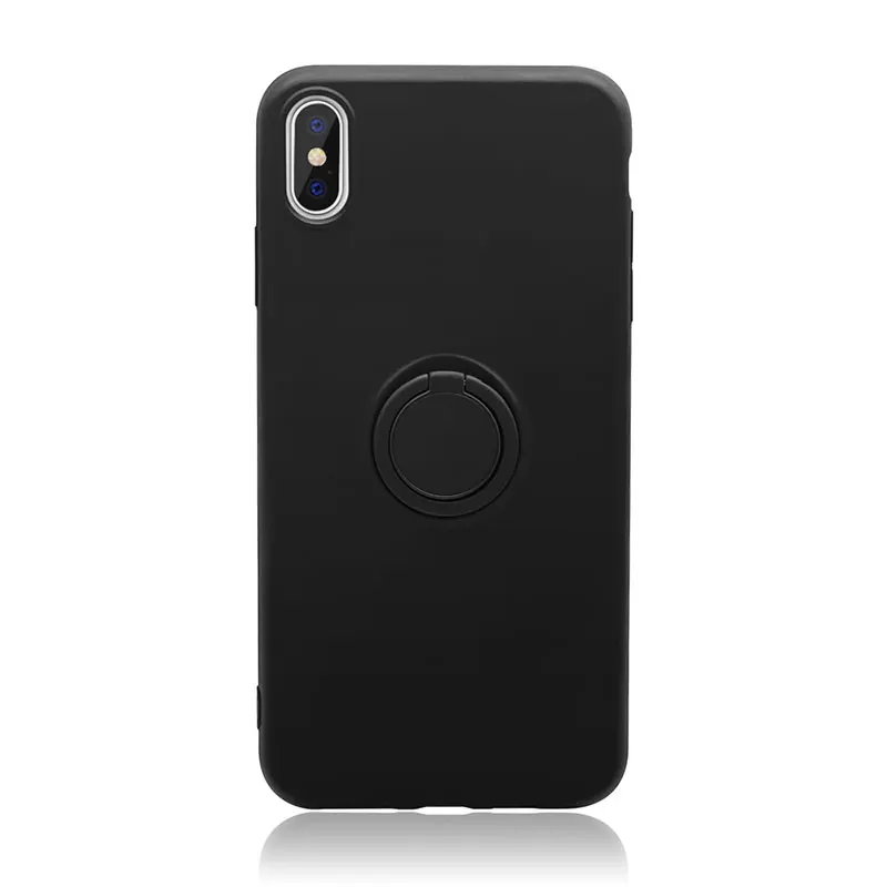 Для iPhone XR чехол силиконовый жидкий силиконовый чехол с кольцом-держателем противоударный чехол для телефона для iPhone X XS Max 8 Plus 7 6 6S 8 Plus 11 Pro 7plus подставка для пальцев аксессуары - Цвет: Черный