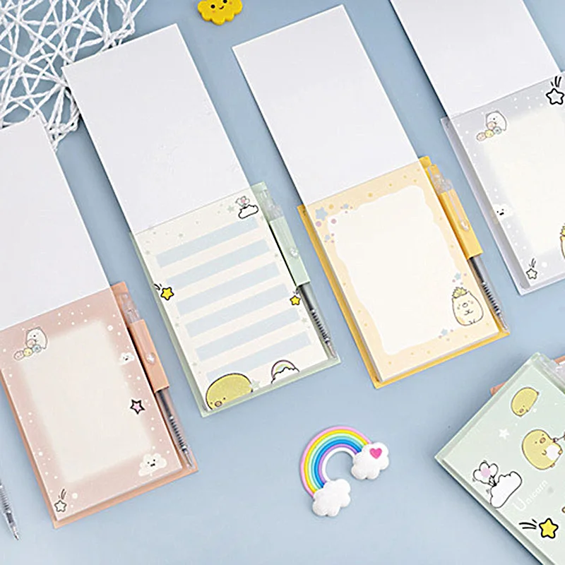 Милые Складные Липкие заметки с ручкой Kawaii Sumikko блокноты для заметок детей DIY