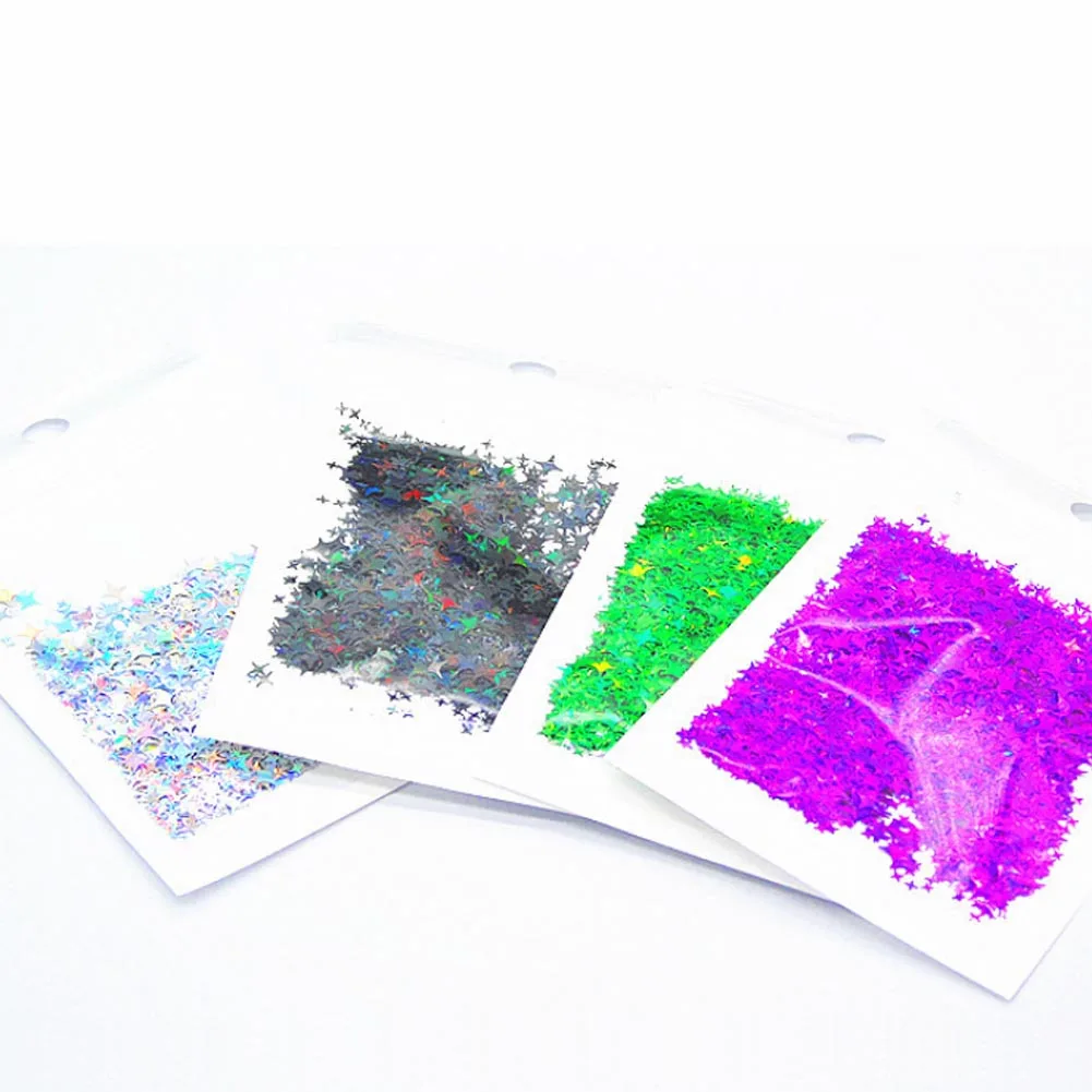 1 Bag Holographic Nail Art Sequins Laser Stars Glitter Flakes Paillette Maple Leaf Stickers For Nails Manicure Nail Decorations