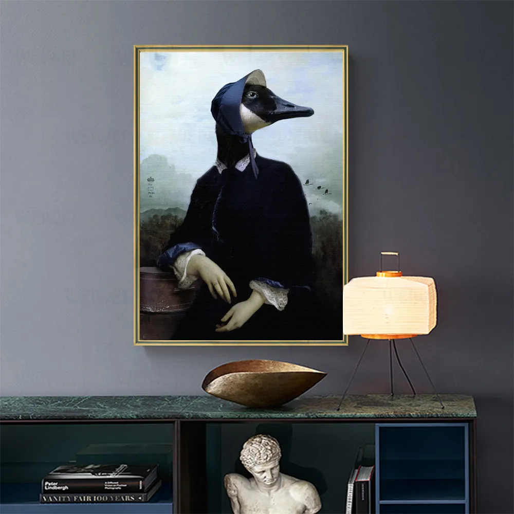 

Vintage Poster Wall Art Dog Retro Nostalgia Gentleman Oil Painting Animal Print Canvas Picture Living Room Home Decoration