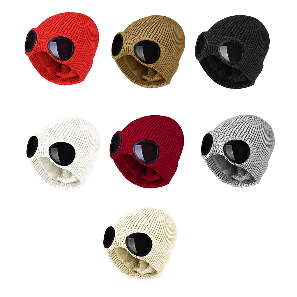 

Winter Hat Unisex Knitted Warm Beanie Unisex Outdoor Camping Hiking Skiing Cap Windproof Men Women Colored Hat, Wine Red