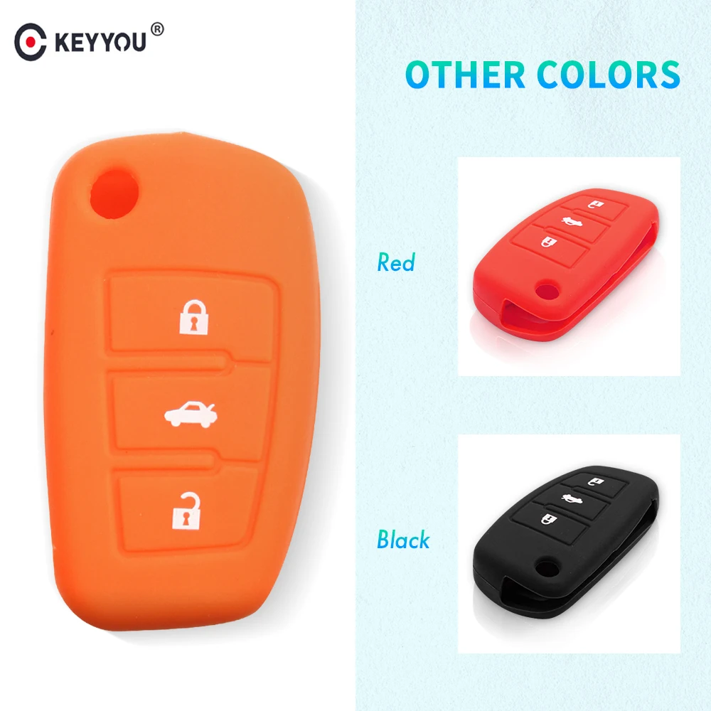 Складной силиконовый чехол KEYYOU с 3 кнопками для Audi A3 A4 A6 A8 TT|key fob holder|fob coversilicone key |
