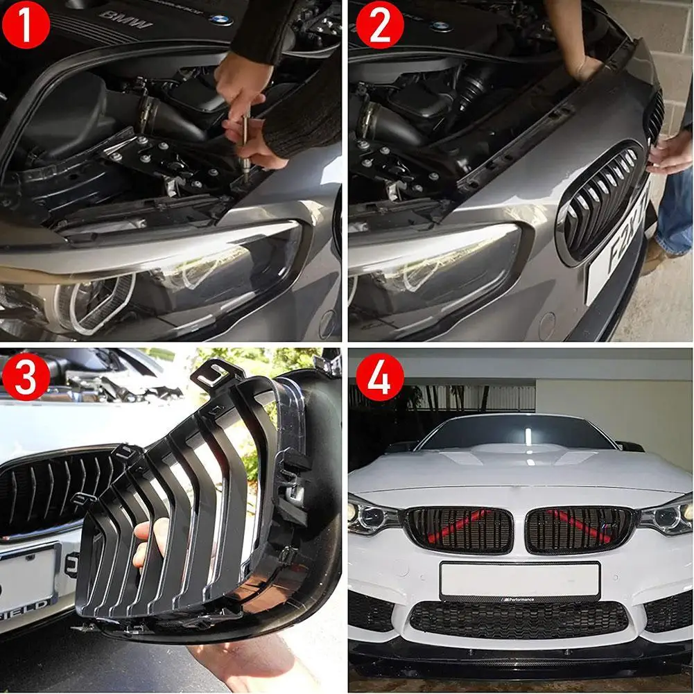 For BMW F10 F20 F25 F30 Series Sport Style Front Grille Trim Strips 2Pcs Strip Cover Frame Car Styling Decoration Stickers | Автомобили и