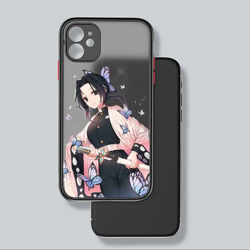 

Kochou Shinobu Demon Slayer anime Phone Case black matte transparent For iPhone 7 8 x xs xr 11 12 pro plus mini max Clear Funda