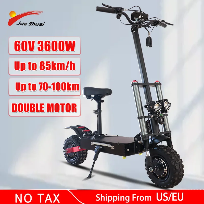 Preise 60V 3600W Elektrische Roller 11 Inch Klapp High Speed Offroad Elektro-scooter Mit Sitz Erwachsene Doppel Motor E Roller