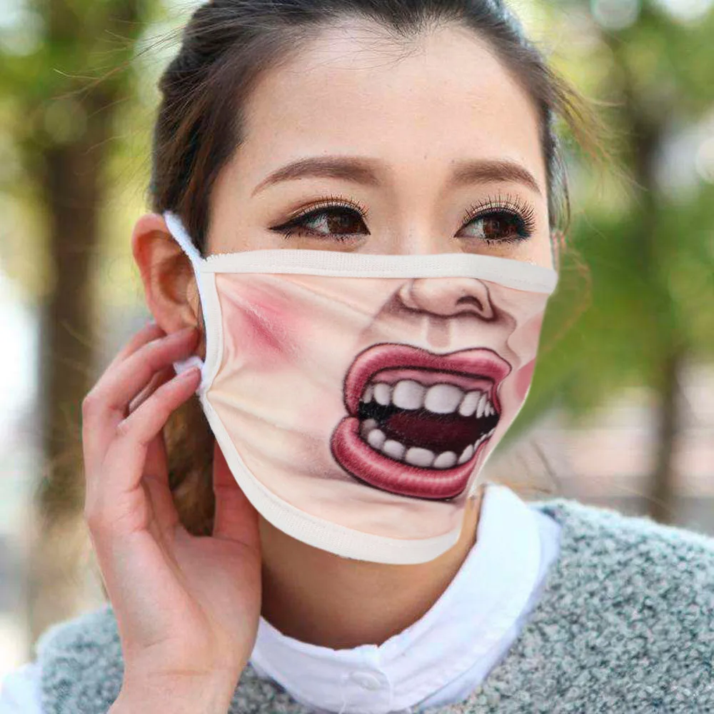 Face Mouth Muffle Mask Creative Unisex Woman Fun Anime Funny Expression Emotional Anti-Dust Warm Face Mask K919
