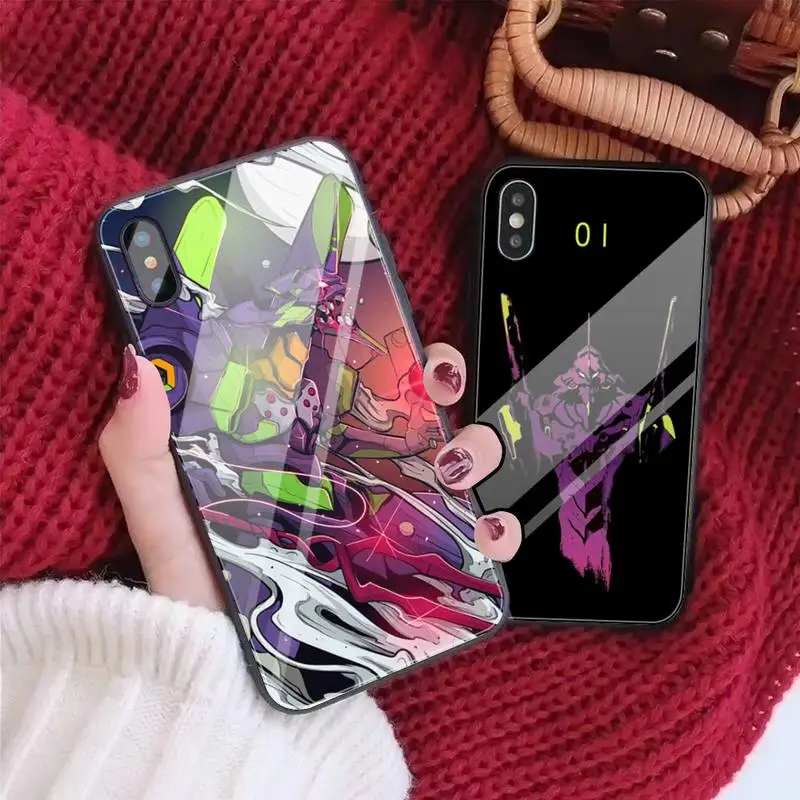 

EVANGELIONS EVA Cartoon Glass Phone Case Fundas Coque For IPhone 12 11 Pro Max Cases XR XS 7 8 Plus Cover Accessories Carcasa