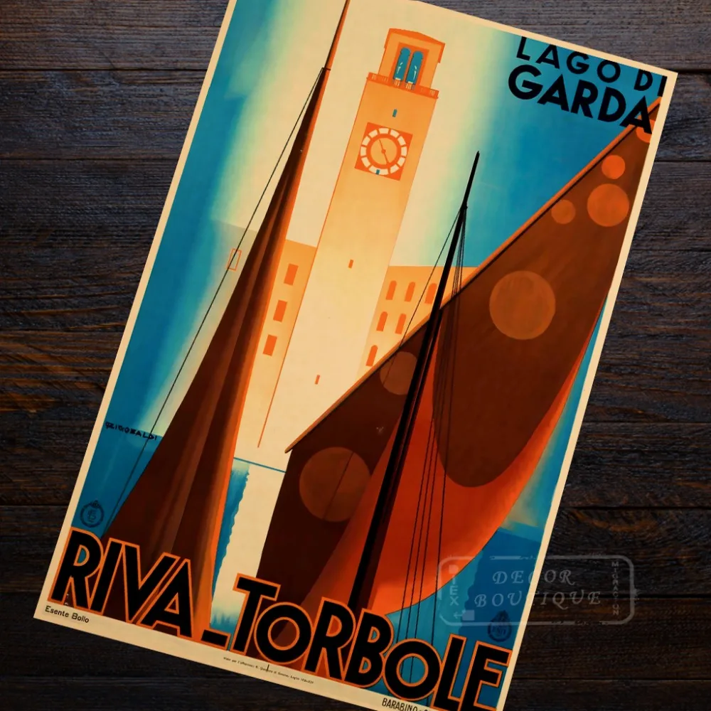 Постер с изображением итальянского озера гарды поп-арта ретро винтажный