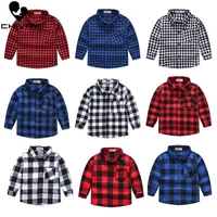 spring autumn 2021 new boys long sleeve classic plaid lapel shirts tops with pocket baby boys casual shirt kids clothing