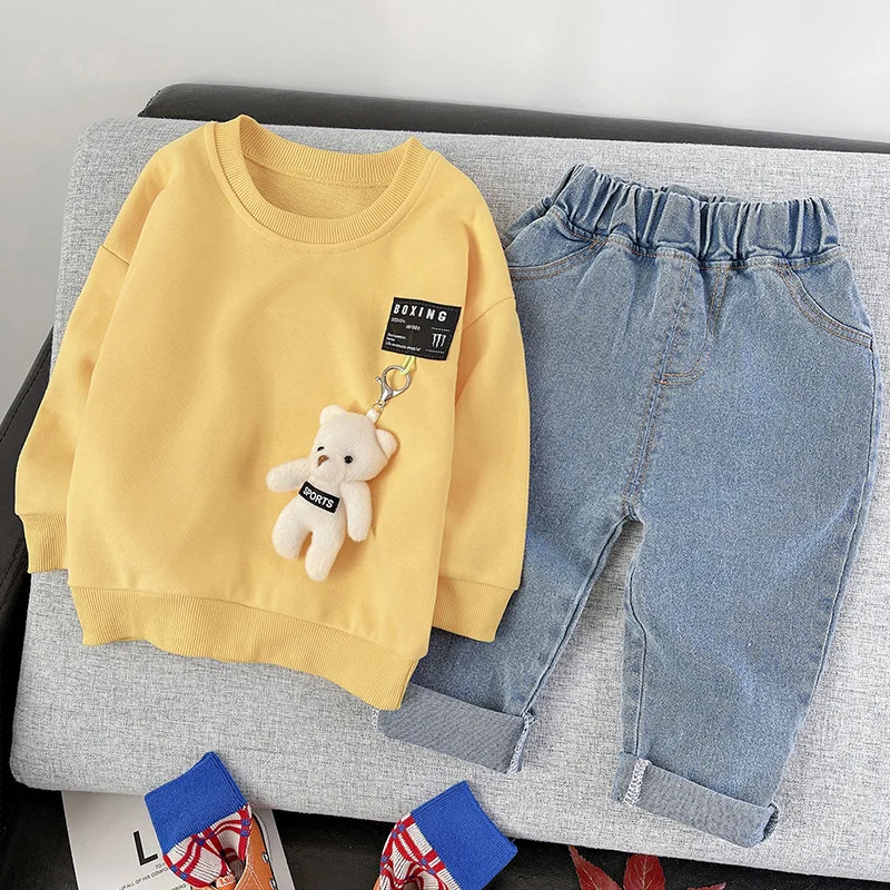 Купи LZH Children Clothing Sets New Spring Kids Baby Boys Clothes Sweatshirt+Pant 2pcs Sports Suit For Girls Clothes 1 2 3 4 5 Year за 539 рублей в магазине AliExpress