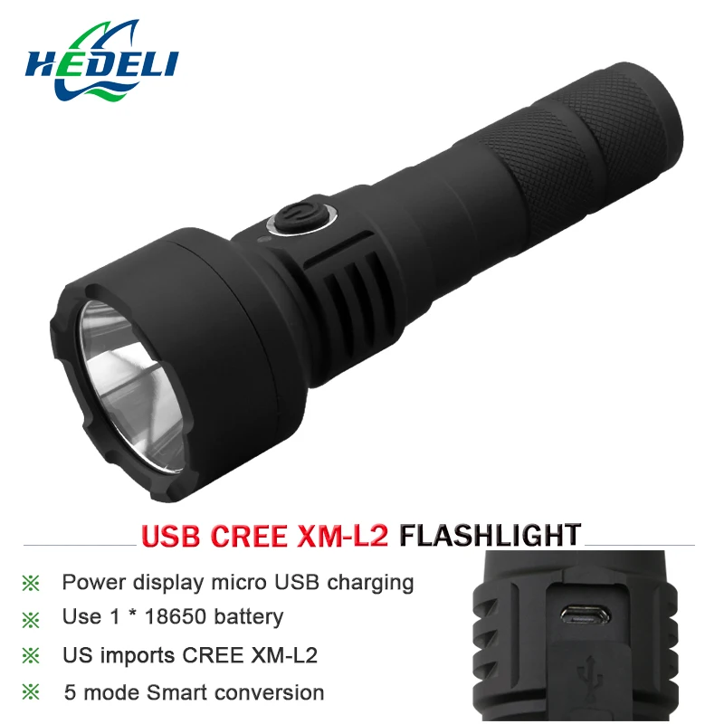 Светодиодный фонарик usb зарядка Водонепроницаемый CREE XML L2 супер яркий 5000 складной