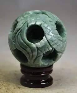 56 мм красивый китайский нефрит ручная работа резная 3-слойная головоломка шар и