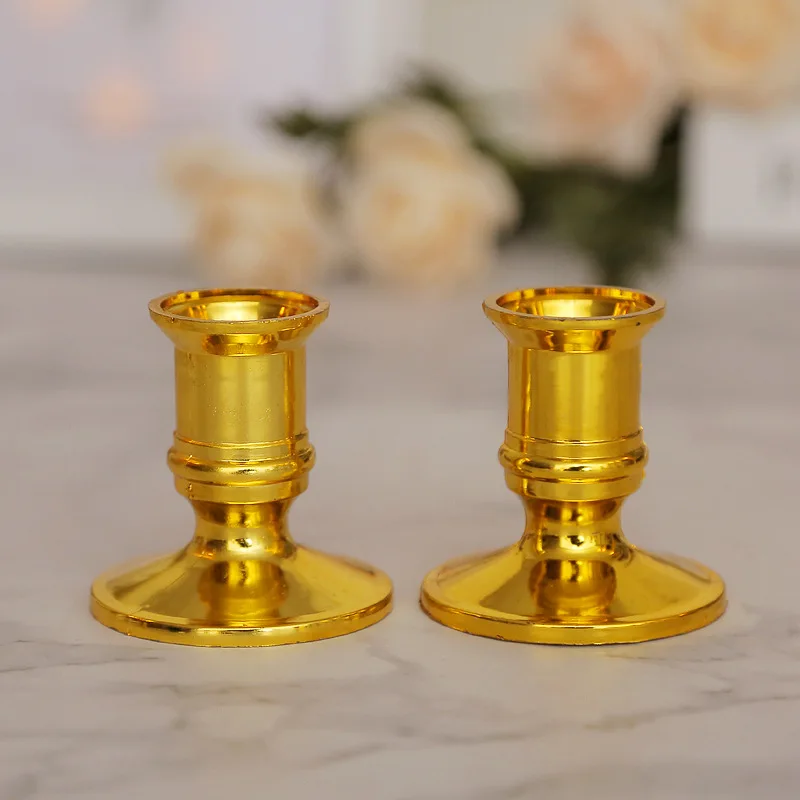 

Home Decor Plated Candlestick Votive Candles Holder Candles Fake Tapers Party Candle Holders Decoration For Wedding Silver/Gold